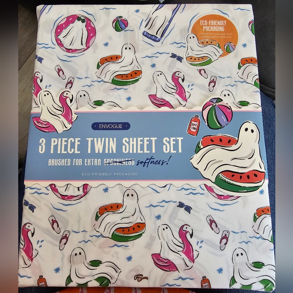 NWT Envogue Ghost Summerween Twin Sheet Set